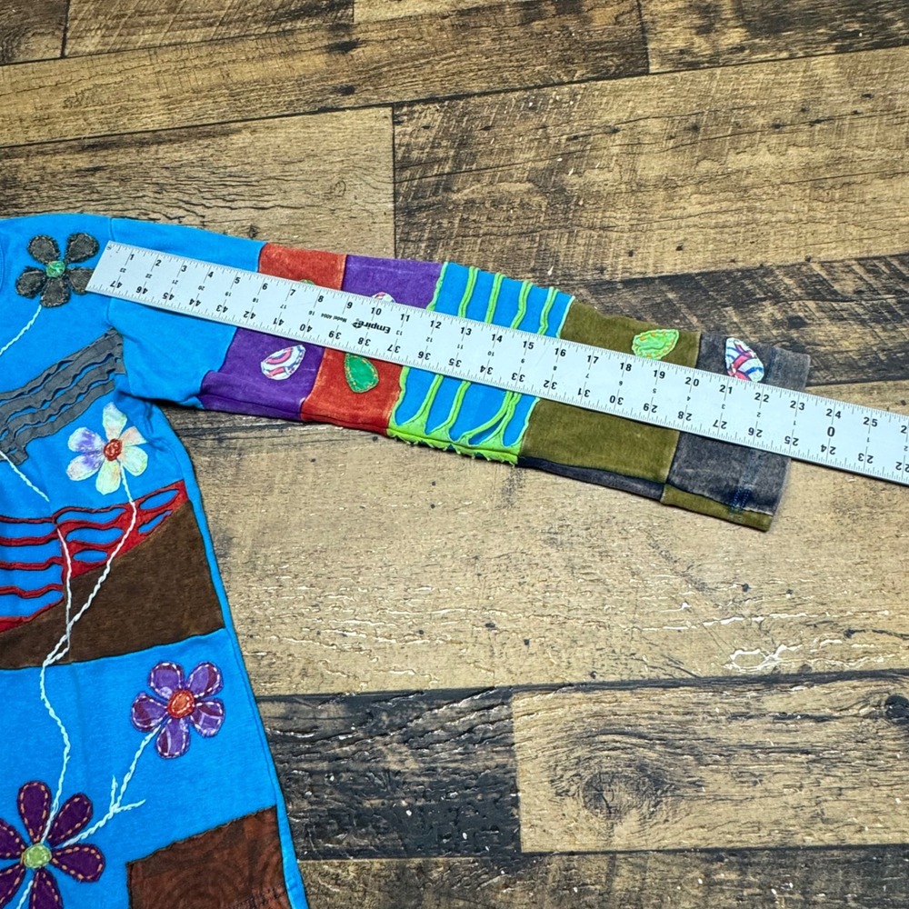 Rising International Blue Patchwork Flower Embroi… - image 4